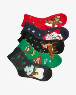 Skarpetki^Royalfashion Komplet dziecięcych świątecznych skarpetek 5/pak