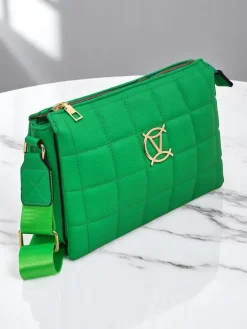 Małe Torebki^Royalfashion Kopertowa torebka damska z pikowanym przodem zielony