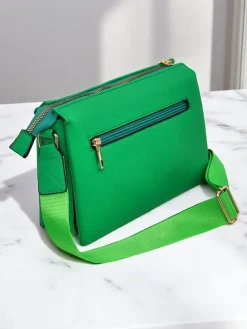 Małe Torebki^Royalfashion Kopertowa torebka damska z pikowanym przodem zielony