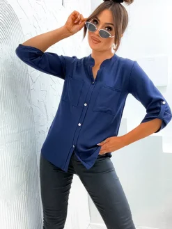 Bluzki / Koszule / Koszulki^Royalfashion Koszula damska Granatowy