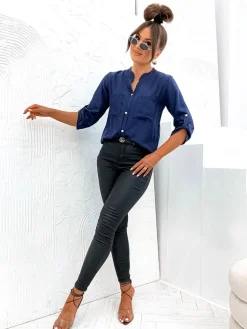 Bluzki / Koszule / Koszulki^Royalfashion Koszula damska Granatowy