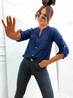 Bluzki / Koszule / Koszulki^Royalfashion Koszula damska Granatowy