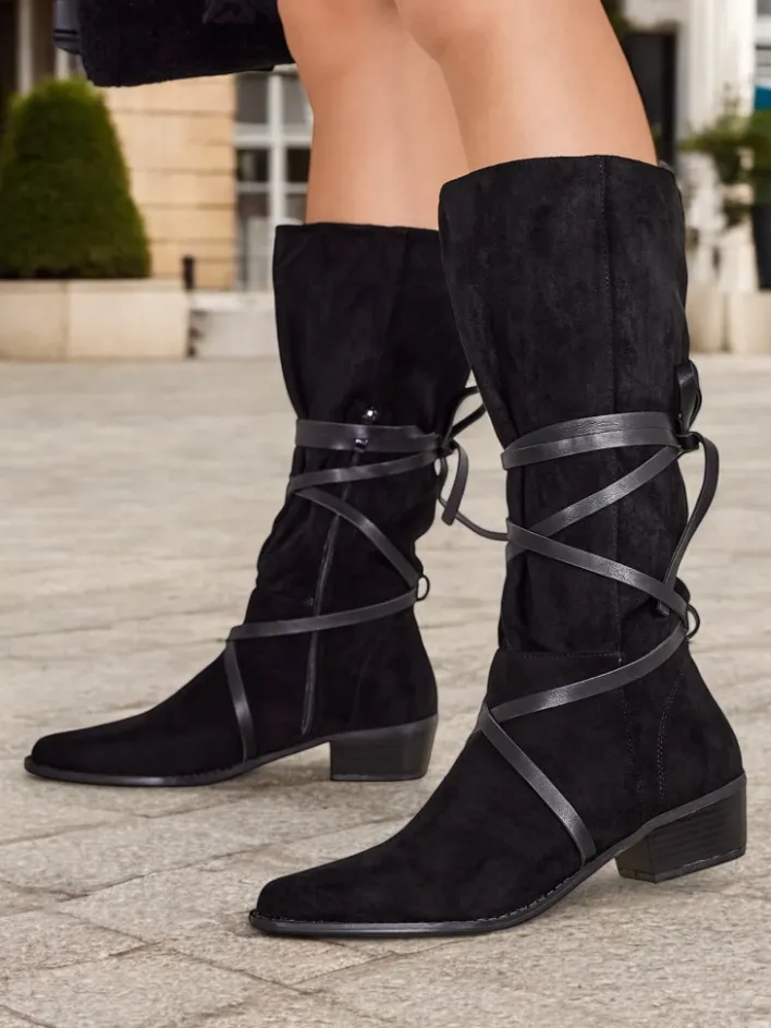 Kozaki Bez Ocieplenia^Royalfashion Kozaki na niskim obcasie Rolizoo czarny