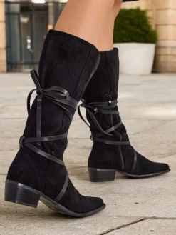 Kozaki Bez Ocieplenia^Royalfashion Kozaki na niskim obcasie Rolizoo czarny