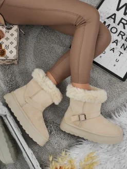 Śniegowce|Botki Na Platformie^Royalfashion Krótkie buty a'la śniegowce damskie Myrelle beżowy