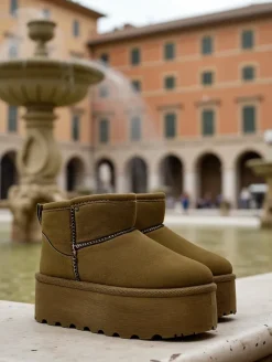 Śniegowce|Botki Na Platformie^Royalfashion Krótkie buty a'la śniegowce damskie Wiebi zielony