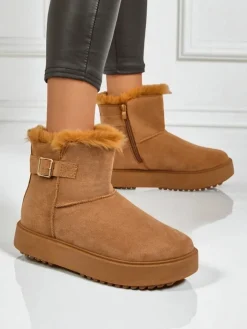 Śniegowce|Botki Na Platformie^Royalfashion Krótkie buty a'la śniegowce damskie Aurelia Classico Camel