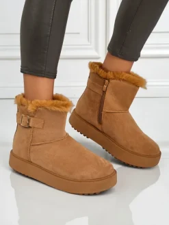 Śniegowce|Botki Na Platformie^Royalfashion Krótkie buty a'la śniegowce damskie Aurelia Classico Camel