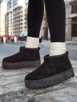 Śniegowce|Botki Na Platformie^Royalfashion Krótkie buty a'la śniegowce damskie Havale czarny