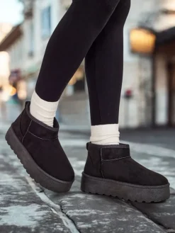 Śniegowce|Botki Na Platformie^Royalfashion Krótkie buty a'la śniegowce damskie Havale czarny