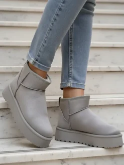 Śniegowce|Botki Na Platformie^Royalfashion Krótkie buty a'la śniegowce damskie Fofio gołębi szary