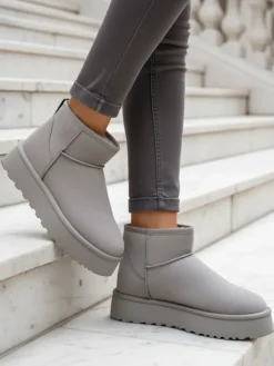 Śniegowce|Botki Na Platformie^Royalfashion Krótkie buty a'la śniegowce damskie Fofio gołębi szary