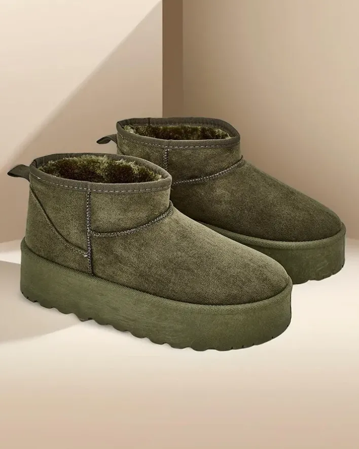 Śniegowce|Botki Na Platformie^Royalfashion Krótkie buty a'la śniegowce damskie Havale zielony