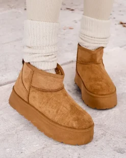 Śniegowce|Botki Na Platformie^Royalfashion Krótkie buty a'la śniegowce damskie Hawanni Camel