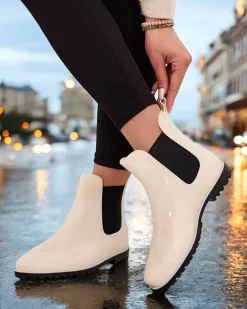 Kalosze Lakierowane^Royalfashion Lakierowane damskie kalosze Serisma beżowy