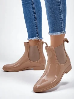 Kalosze Lakierowane^Royalfashion Lakierowane damskie kalosze Seris krem