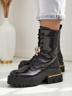 Workery|Botki Sznurowane^Royalfashion Lakierowane damskie botki typu workery Tesiolle