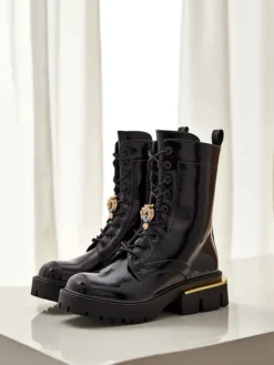 Workery|Botki Sznurowane^Royalfashion Lakierowane damskie botki typu workery Tesiolle