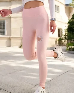 Spodnie Dresowe^Royalfashion Legginsy damskie Jasnoróżowy