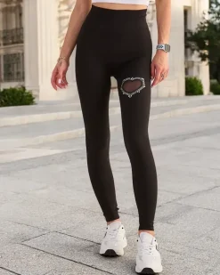 Spodnie Dresowe^Royalfashion Legginsy damskie czarny