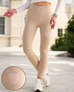 Spodnie Dresowe^Royalfashion Legginsy damskie beżowy