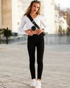 Spodnie Dresowe^Royalfashion Legginsy damskie a'la zamszowe czarny