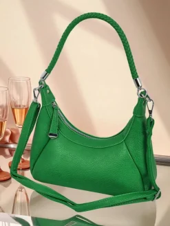 Małe Torebki^Royalfashion Mała damska torebka z eko skóry z ozdobnym paseczkiem Lacquea zielony