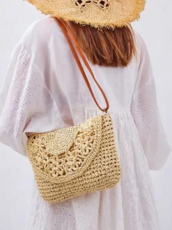 Wiklinowe I Słomiane^Royalfashion Mała słomiana torebka damska Sunny Stripes Mini beżowy