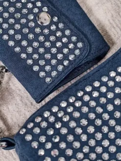 Małe Torebki^Royalfashion Mała torebka damska z dżetami Granatowy
