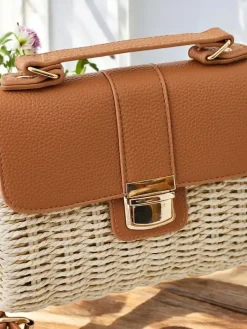 Wiklinowe I Słomiane^Royalfashion Mała torebka wiklinowa typu kuferek beżowy