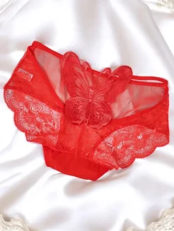 Figi^Royalfashion Majtki damskie typu figi z motylkiem