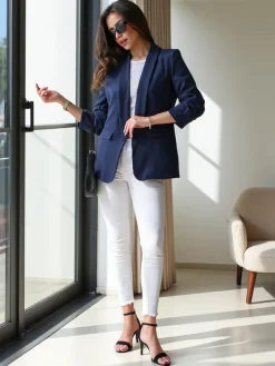 Kurtki / Marynarki / Płaszcze^Royalfashion Marynarka damska Granatowy