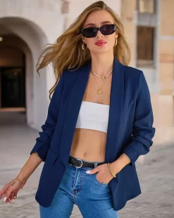 Kurtki / Marynarki / Płaszcze^Royalfashion Marynarka damska Granatowy