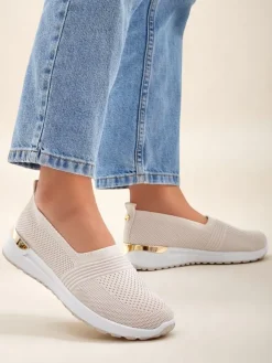 Półbuty|Trampki^Royalfashion Materiałowe damskie półbuty slip on Perfeti jasny brązowy