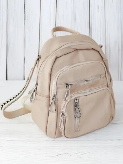 Plecaki^Royalfashion Mały damski eko-skórzany plecak beżowy