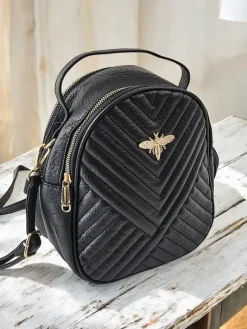 Plecaki^Royalfashion Mały damski eko-skórzany plecak czarny