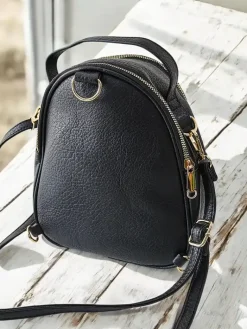 Plecaki^Royalfashion Mały damski eko-skórzany plecak czarny