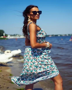 Komplety Damskie^Royalfashion Miętowy damski komplet z printem w kwiaty zielony