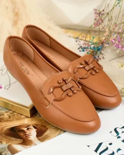 Półbuty|Mokasyny Na Płaskiej Podeszwie^Royalfashion Mokasyny damskie Zelafoo Camel