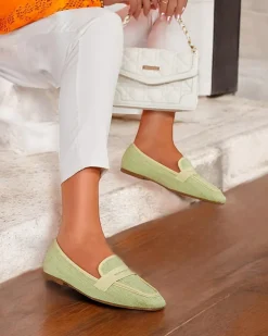 Półbuty|Mokasyny Na Płaskiej Podeszwie^Royalfashion Mokasyny damskie Erris zielony