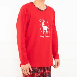 Piżamy^Royalfashion Męska piżama świąteczna czerwony