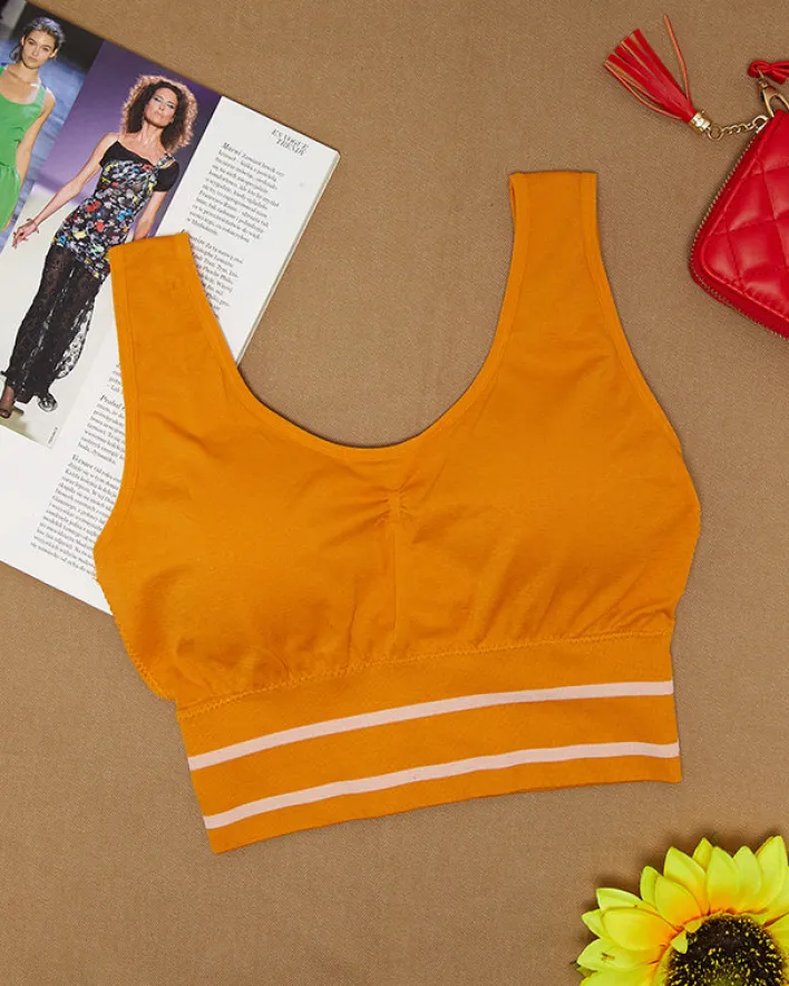 Sportowe^Royalfashion Musztardowy damski biustonosz sportowy Musztarda