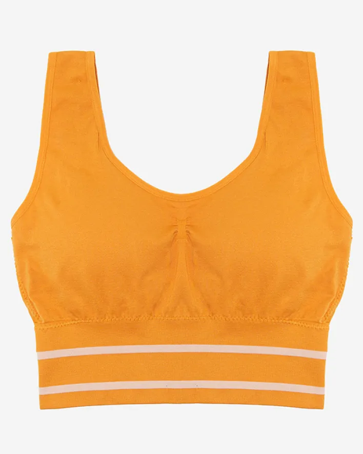 Sportowe^Royalfashion Musztardowy damski biustonosz sportowy Musztarda