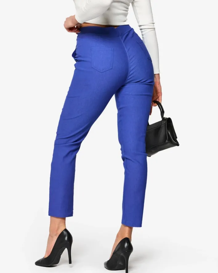 Legginsy / Tregginsy|Plus Size^Royalfashion Niebieskie damskie spodnie typu tregginsy PLUS SIZE kobaltowy