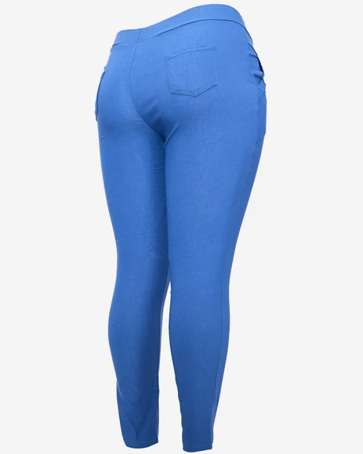 Legginsy / Tregginsy|Plus Size^Royalfashion Niebieskie damskie spodnie typu tregginsy PLUS SIZE kobaltowy