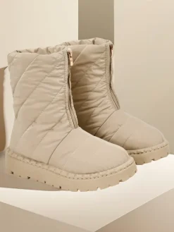 Botki Z Delikatnym Ociepleniem|Botki Na Płaskim Obcasie^Royalfashion Śniegowce damskie Esissa beżowy