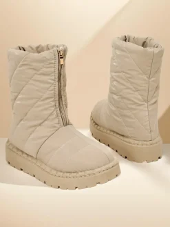 Botki Z Delikatnym Ociepleniem|Botki Na Płaskim Obcasie^Royalfashion Śniegowce damskie Esissa beżowy