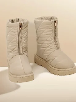 Botki Z Delikatnym Ociepleniem|Botki Na Płaskim Obcasie^Royalfashion Śniegowce damskie Esissa beżowy