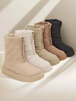 Botki Z Delikatnym Ociepleniem|Botki Na Płaskim Obcasie^Royalfashion Śniegowce damskie Esissa beżowy