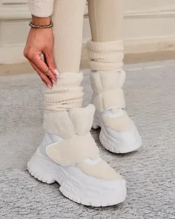 Śniegowce|Botki Z Grubym Ociepleniem^Royalfashion Śniegowce damskie z kożuszkiem Segulla biały